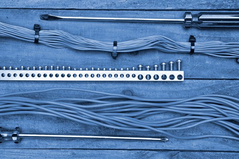 Professional electrical tools and wiring components used by certified electricians in Suttons Bay, MI.