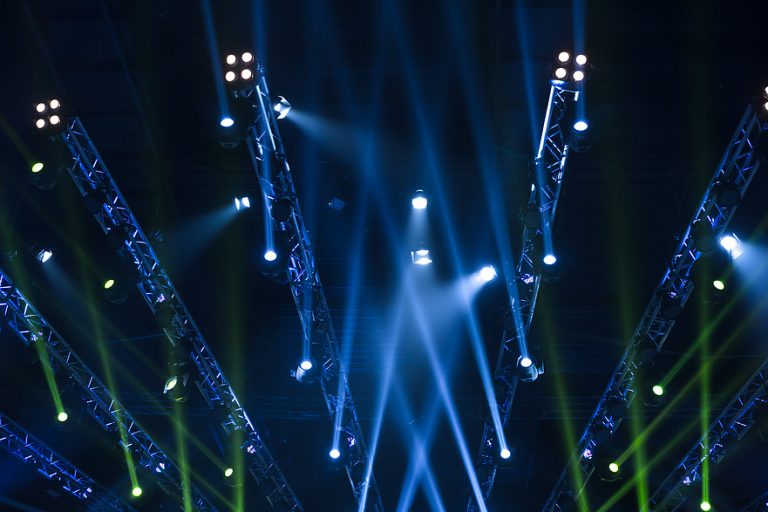 Installation and maintenance of commercial stage lighting and event venue trusses by Alpha Electric Group in Northern Michigan.